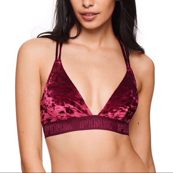 PINK Victoria's Secret Other - 🆕NEW PINK Velvet Triangle Bralette in Burgundy S